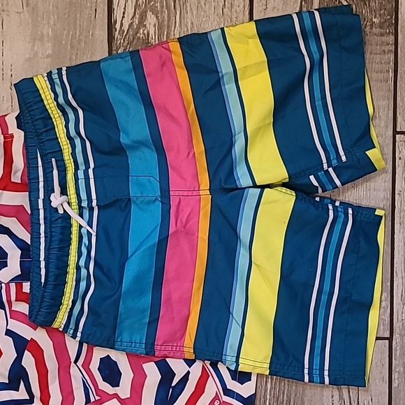Lands End Boys Large 10/12 Colorful Swim Trunks Shorts Lot Of 3 Beach Pool Vacay - Picture 2 of 14